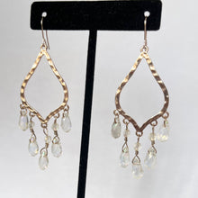 Load image into Gallery viewer, Hammered Gold Dangle with Opalescent Beads
