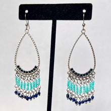 Load image into Gallery viewer, Navy Blue and Teal beaded dangle
